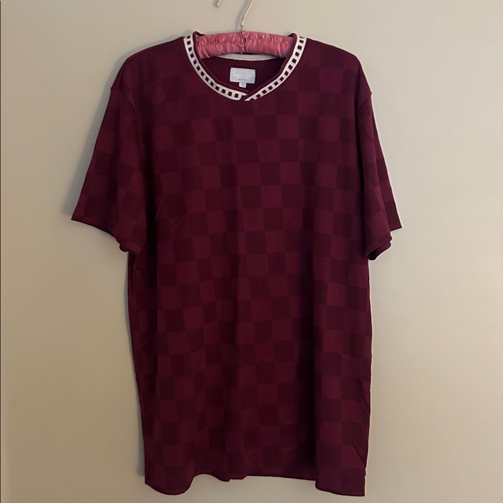 Supreme Maroon Checkered short sleeve soccer jersey tee